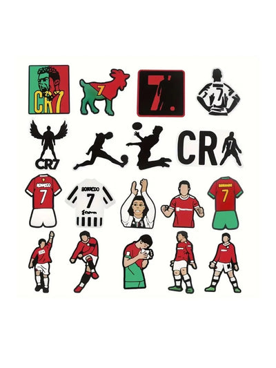 18pcs/set Soccer star Critiano Ronaldo Series for Cartoon Shoe Charms Decoration Accessories for Classic Clog Kids Gifts - Smarsty