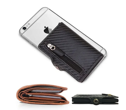 Carbon Fiber Rfid Blocking Men ID Credit Card Holders Wallet Leather Metal Business Bank CreditCard Cardholder Case Carteras