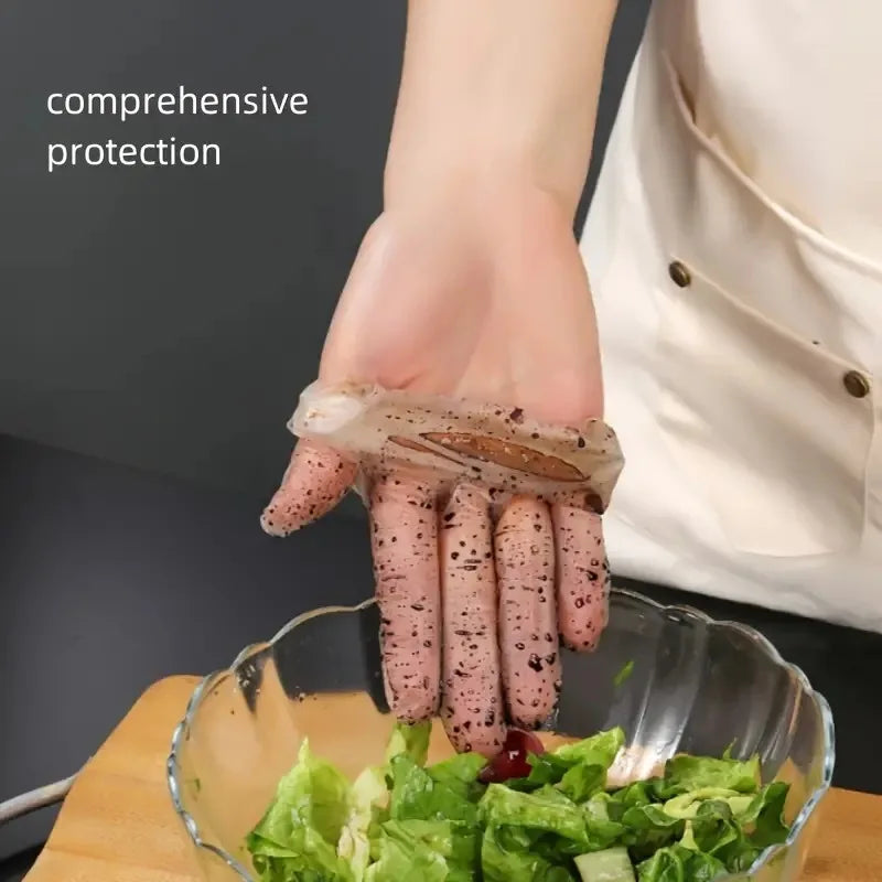 100PCS Disposable TPE Gloves Kitchen Bathroom Restaurant Camping Travel Waterproof Oil-Proof Household Cleaning Tools - Smarsty