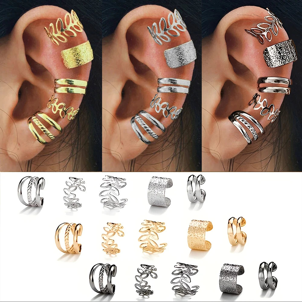 Vintage Metal Clip Earrings Set for Women and Teens - Smarsty