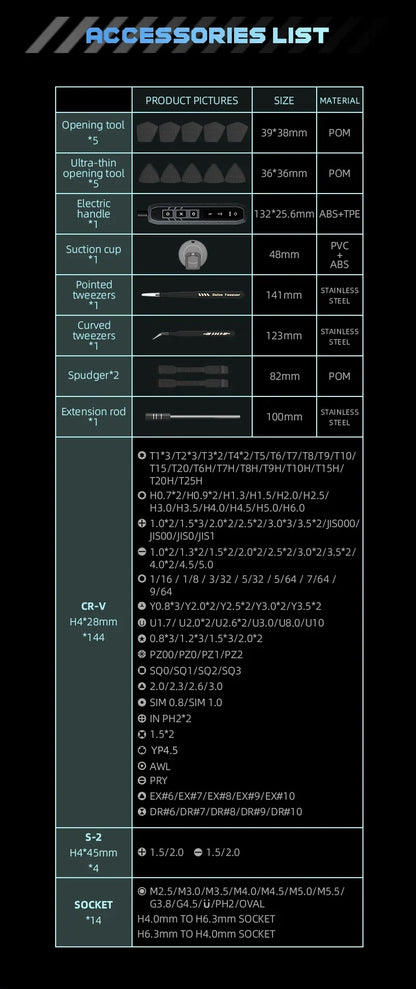 JAKEMY 180In1 Precision Screwdriver Set with Magnetic Bits - Electric or Manual Version Optional for Laptop/Phone/Glasses Repair