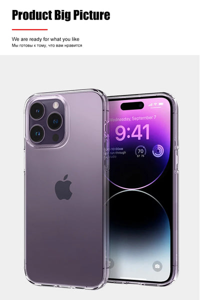 Luxury Clear Silicone Phone Case For iPhone 16 15 14 13 12 11 Pro Max XR X XS 7 8 Plus Shockproof Transparent Bumper Back Cover by Smarsty