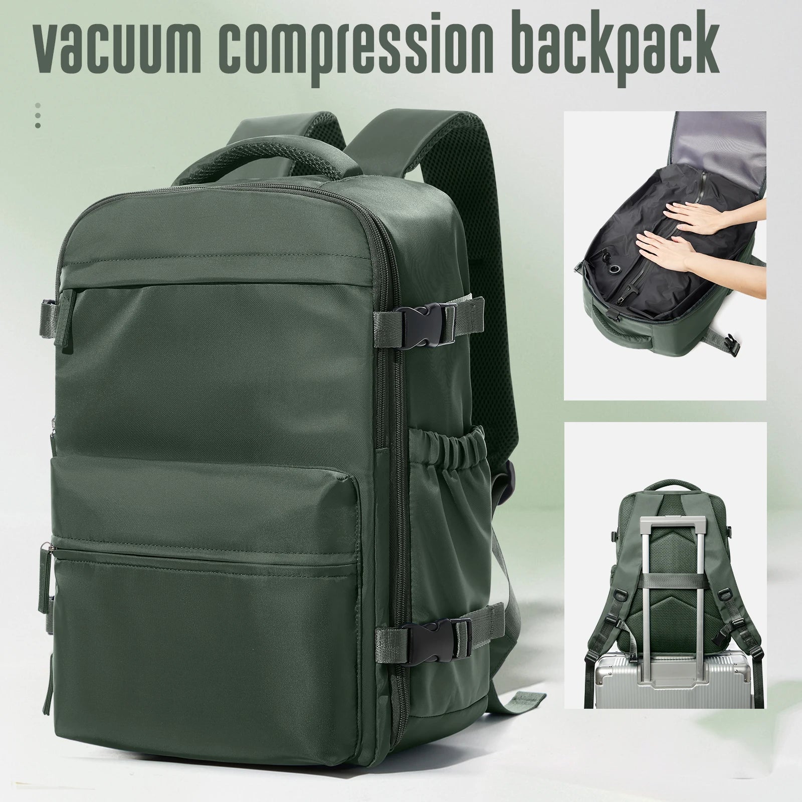 Vacuum Backpack Travel Bag for Men Large Capacity Backpack Business Laptop Backpack Women Men Expandable Backpack School Bag - Smarsty