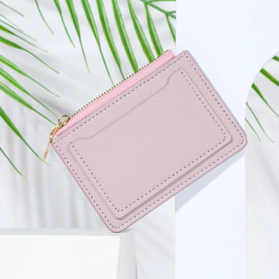 Women Wallets PU Leather Female Purse Mini Hasp Solid Multi-Cards Holder Coin Short Wallets Slim Small Wallet Zipper Hasp - Smarsty