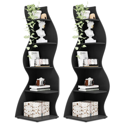 Tribesigns Corner Shelf, Modern 5-Tier Wall Corner Bookshelf, Stylish Corner Small Bookcase Storage Rack Plant Stand