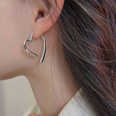 Chic Love Heart Drop Earrings for Women in Gold and Silver - Smarsty