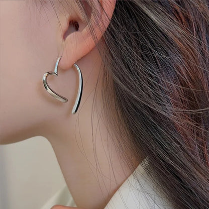 Chic Love Heart Drop Earrings for Women in Gold and Silver - Smarsty