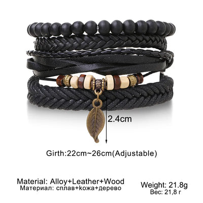 Braided Leather Bracelets for Men with Vintage Charms - Smarsty
