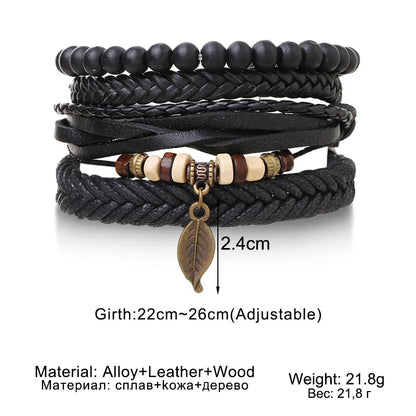 Braided Leather Bracelets for Men with Vintage Charms - Smarsty