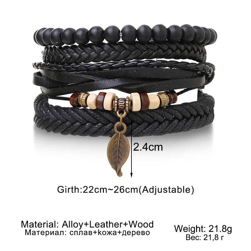 Braided Leather Bracelets for Men with Vintage Charms - Smarsty