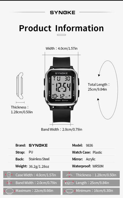 SYNOKE Waterproof Military Digital Watch for Men - Smarsty