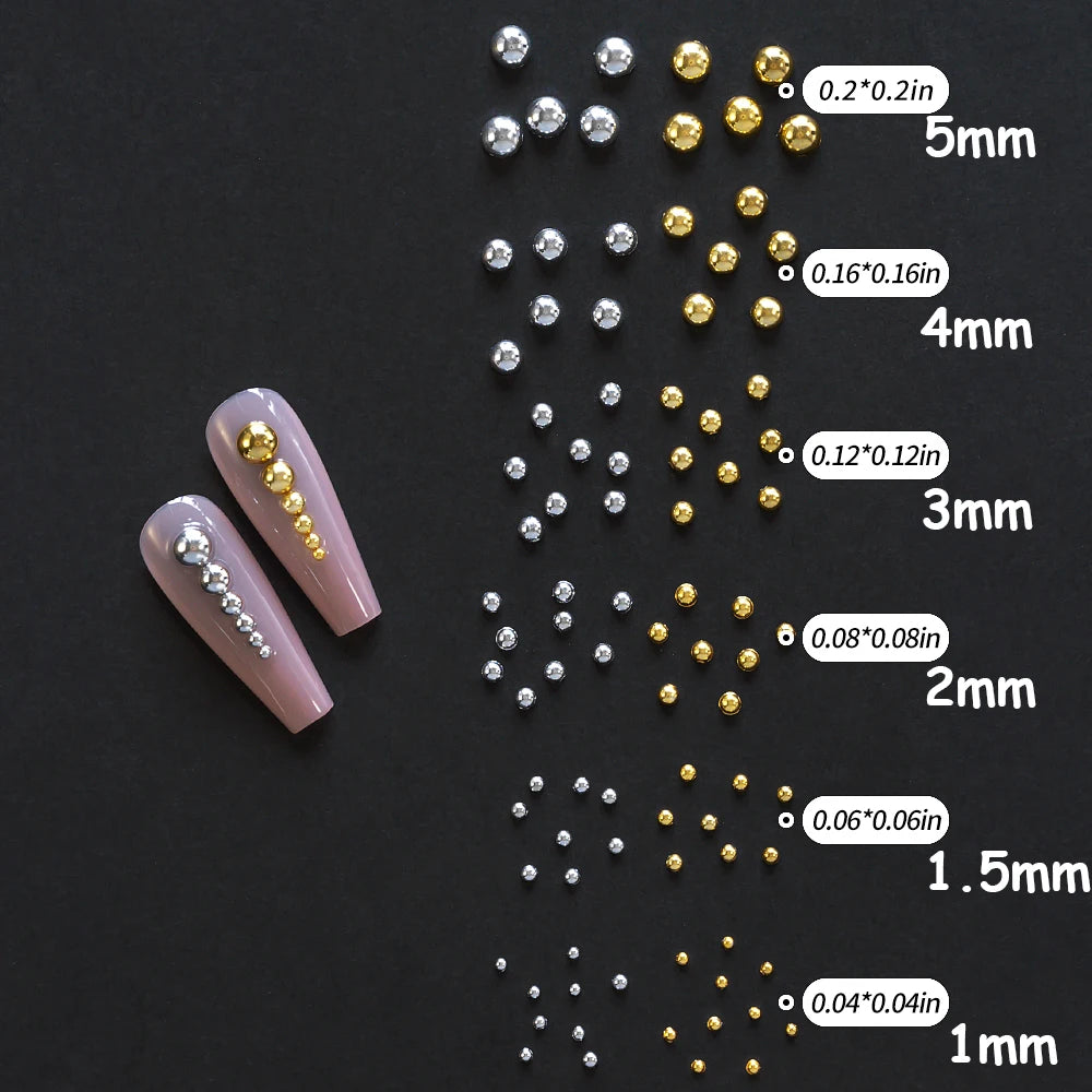 Gold Silver Caviar Bead Nail Charms for Stunning Manicures - Smarsty