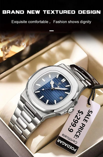 Luxury Waterproof Square Men Wristwatch with Luminous Date - Smarsty