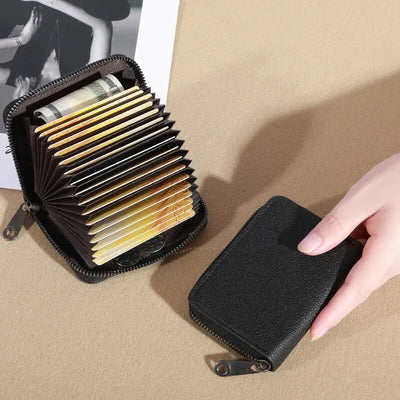 20 Detents Cards Holders PU Business Bank Credit Bus ID Card Holder Cover Coin Pouch Anti Demagnetization Wallets Bag Organizer - Smarsty