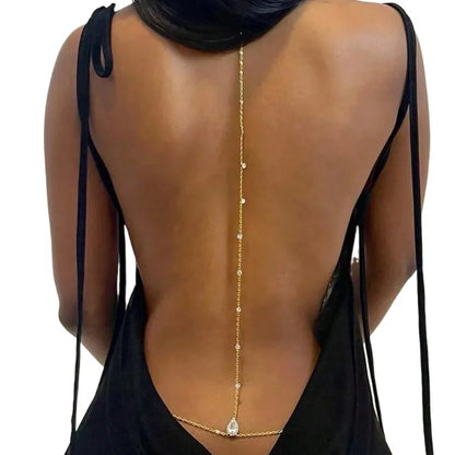 Backless Rhinestone Body Chain for Summer Beach Wear - Smarsty