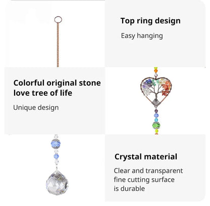 Colorful Tree Of Life Crystal Glass Pendant For Gardens - Smarsty