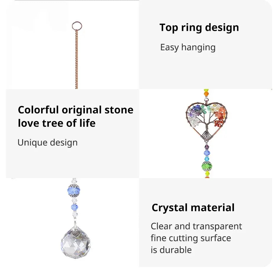 Colorful Tree Of Life Crystal Glass Pendant For Gardens - Smarsty