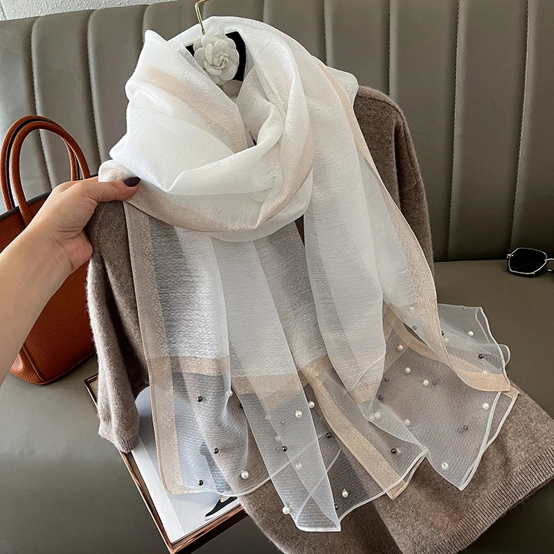 Luxury Women Silk Scarf Lightweight Summer Shawl - Smarsty