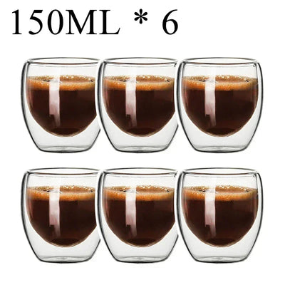 Double Wall Borosilicate Glass Mugs Set Heat Resistant - Smarsty
