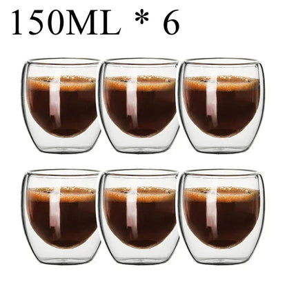 Double Wall Borosilicate Glass Mugs Set Heat Resistant - Smarsty