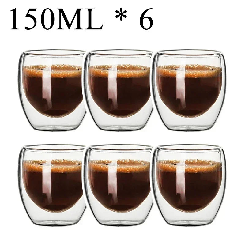 Double Wall Borosilicate Glass Mugs Set Heat Resistant - Smarsty