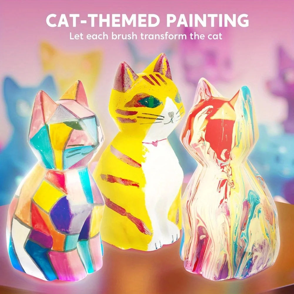 JOYFY Kids DIY Night Light Paint Your Own Cat Lamp School Activities Art Supplies Toys for Girls Boys Aged 6+ Birthday Gifts