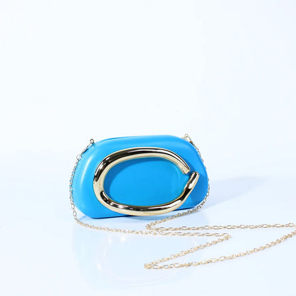 Luxurious Gold Clutch Evening Bag With Box Chain Strap - Smarsty