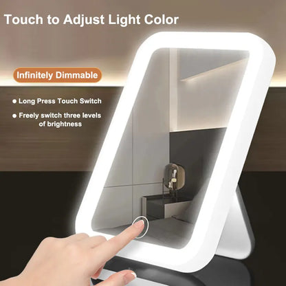LED Smart Student Dormitory Desktop Fill Light Small Mirror, Makeup Mirror With Light,Girls Bedroom Dressing Table Mirro
