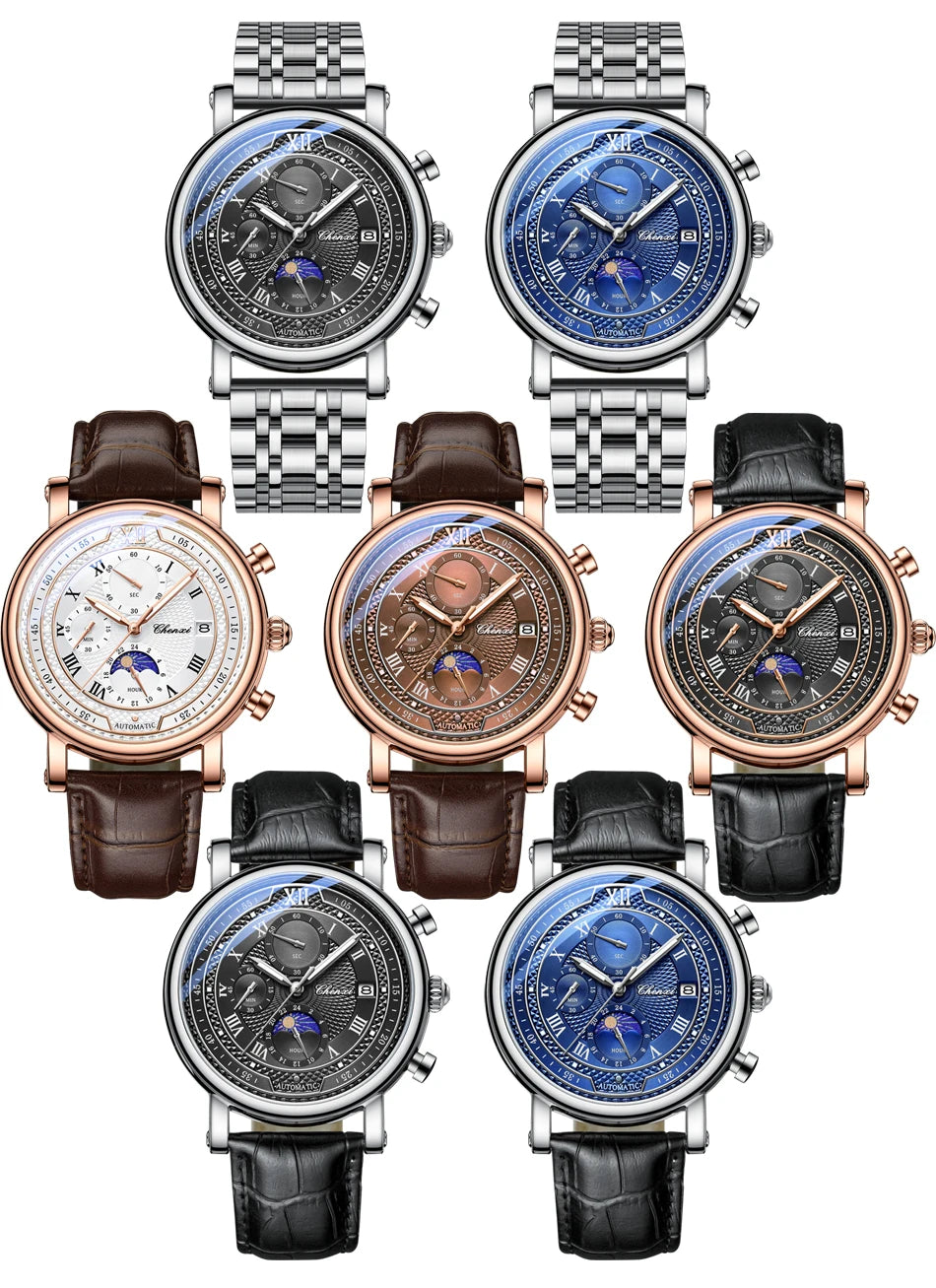 Chenxi Leather Chronograph Quartz Watch for Men - Smarsty