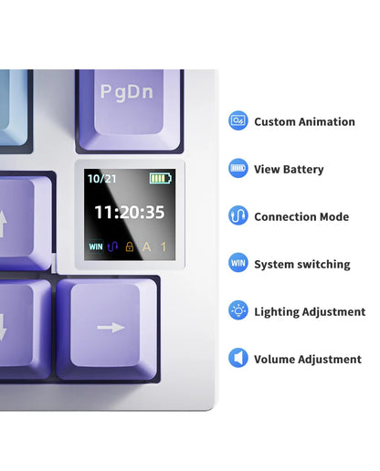 Mechanical Keyboard 82 Keys Wireless Bluetooth 5.1 Knob