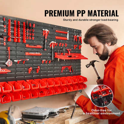 SucceBuy 30Bin Wall Mounted Storage Bins Parts Rack Organizer Garage with Wall Panels Hooks Plastic Shop Tool for Screw Nails