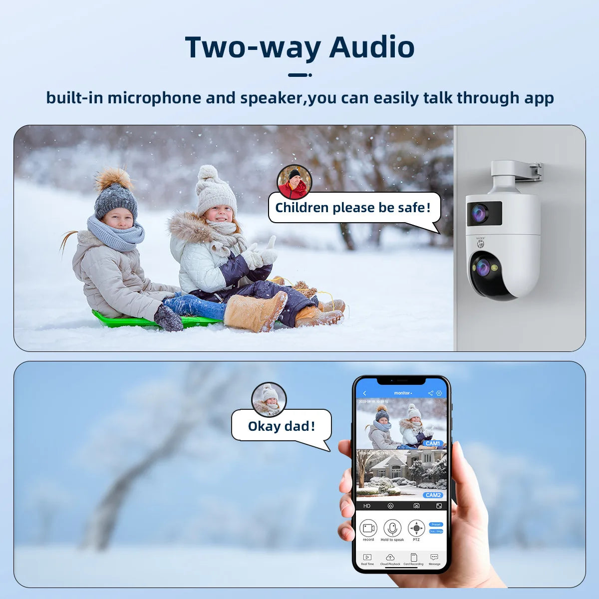 JOOAN 4K 6MP HD  PTZ Camera Outdoor Dual Lens Dual Screen AI Tracking 5G WIFI IP Camera Security CCTV Video Surveillance Cameras - Smarsty