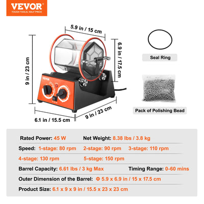 SucceBuy 3kg 5kg Rotary Tumbler Surface Polisher Jewelry Drum Polishing Machine Gem DIY Mini-Tumbler Finishing Tools - Smarsty