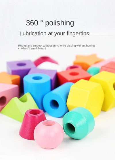 Montessori Wooden Toys Color Shape Matching Puzzle Game Colorful Beaded Color Cognition Early Educational Toys Gift for Children - Smarsty