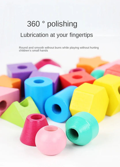 Montessori Wooden Toys Color Shape Matching Puzzle Game Colorful Beaded Color Cognition Early Educational Toys Gift for Children - Smarsty