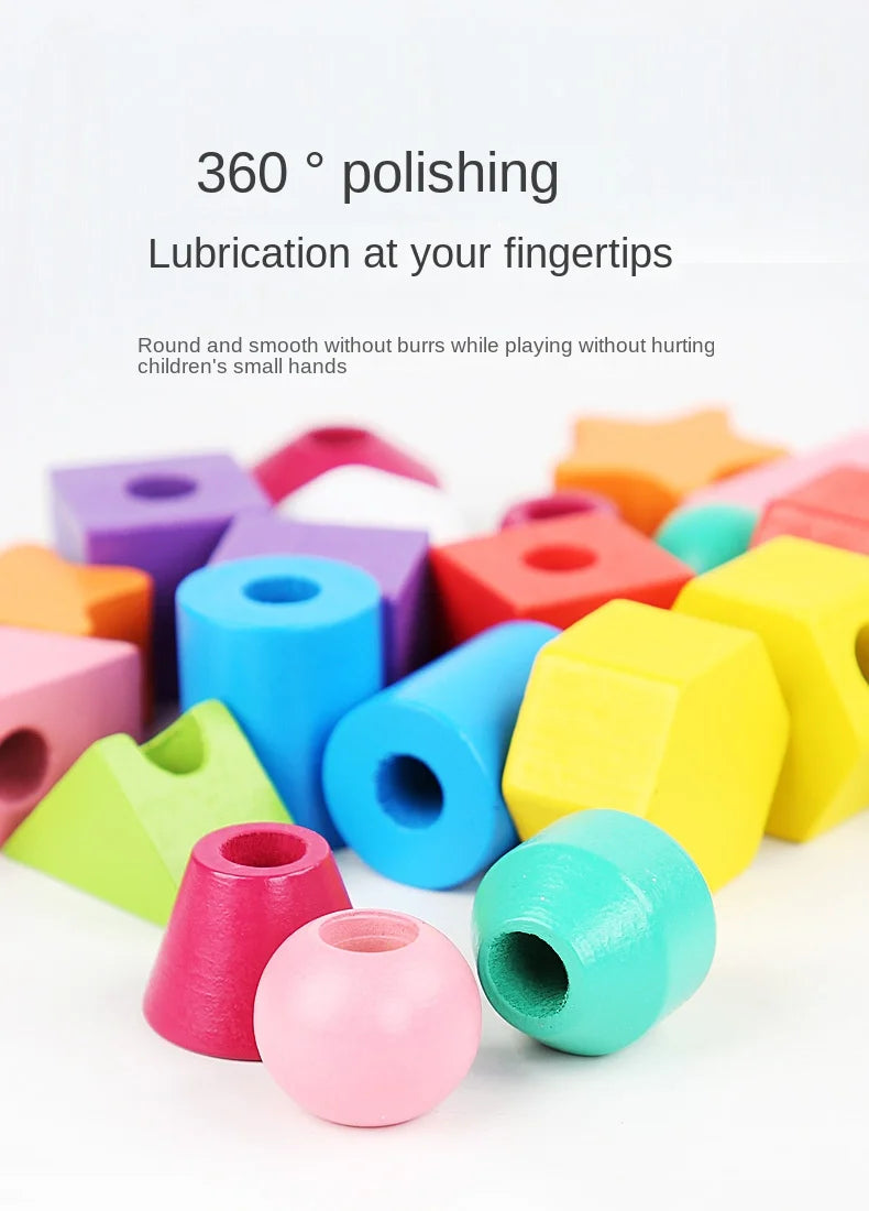 Montessori Wooden Toys Color Shape Matching Puzzle Game Colorful Beaded Color Cognition Early Educational Toys Gift for Children - Smarsty