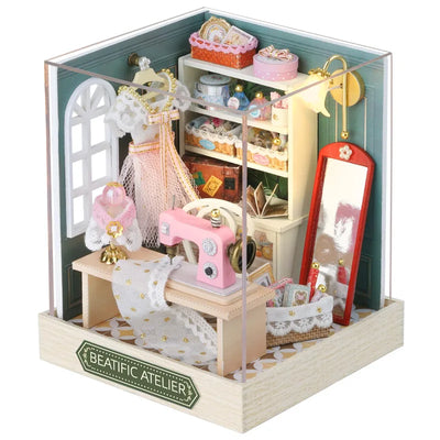 DIY Miniature Dollhouse Kits Hourly Light Studio House Sea Villa Wooden Doll House With Furniture Building Kids Toys Xmas Gifts by Smarsty