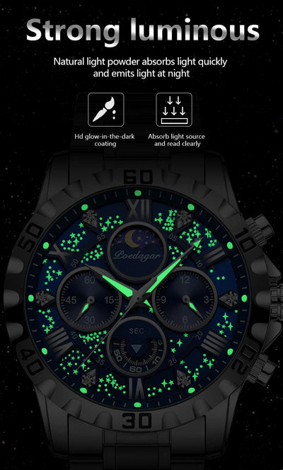 POEDAGAR Luxury Waterproof Quartz Sports Watch for Men - Smarsty