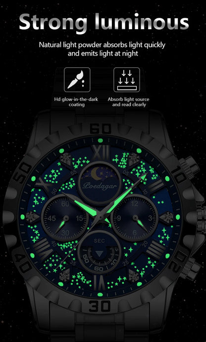 POEDAGAR Luxury Waterproof Quartz Sports Watch for Men - Smarsty