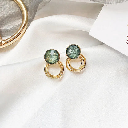 Zircon Stud Earrings Floral Leaf With Pearl Shimmer - Smarsty