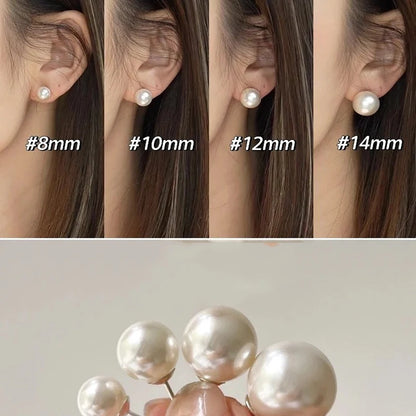 Elegant Rose Stud Earrings With Imitation Pearl Pink Tulip - Smarsty