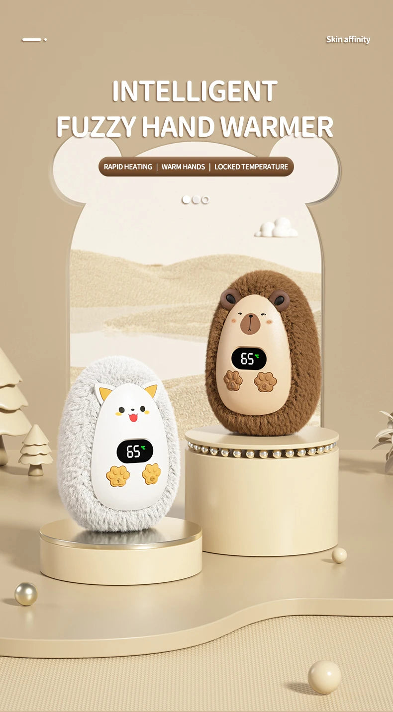 Plush Hand Warmer Winter Mini Portable Three-speed Adjustment Battery Life Long-lasting Smart Temperature Control Hand Warmer - Smarsty