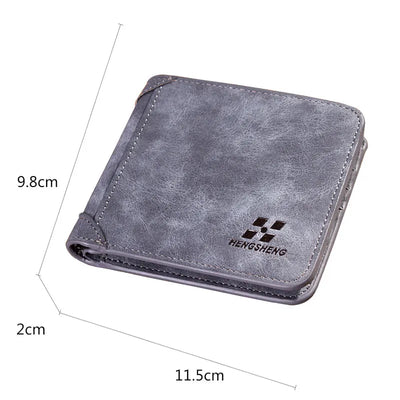 New Men Wallets Credit Card/ID Holder Vintage Brand Male Wallet High Quality PU Leather Photo Holder Foldable Short Men Purse - Smarsty
