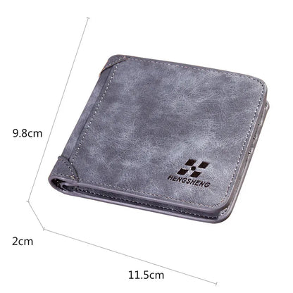 New Men Wallets Credit Card/ID Holder Vintage Brand Male Wallet High Quality PU Leather Photo Holder Foldable Short Men Purse - Smarsty