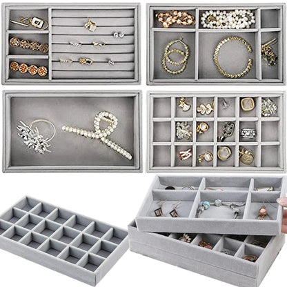 Velvet Jewelry Organizer Tray for Rings and Necklaces - Smarsty
