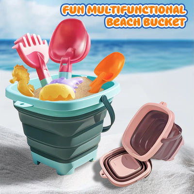 Children's collapsible bucket multi-functional small bucket seaside toys play sand portable play water catch the sea by Smarsty
