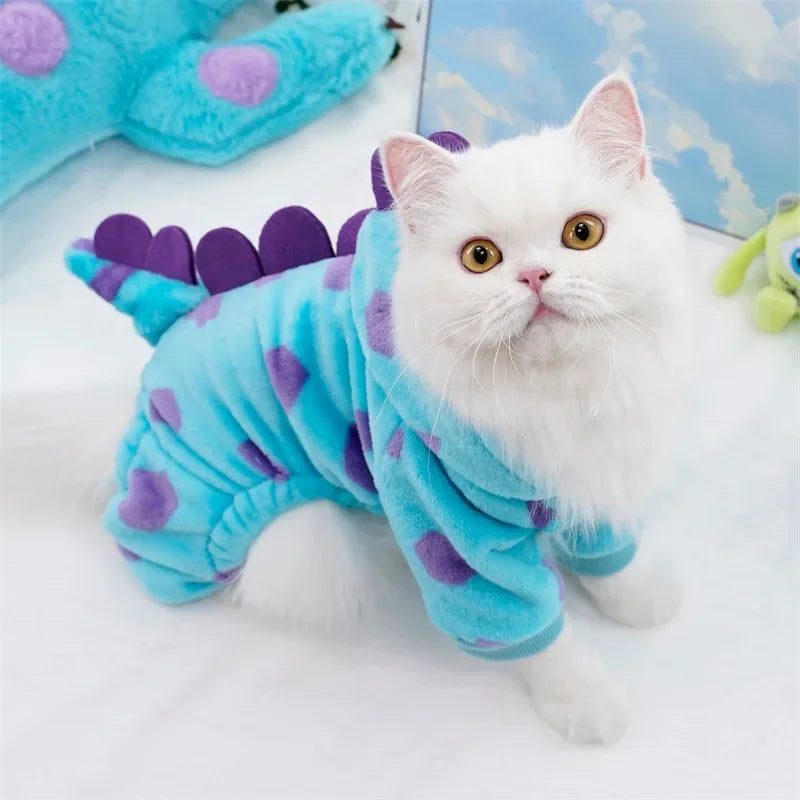 Funny Dog Dinosaur Halloween Costume Soft Warm Dog Clothes for Small Dogs Pixar Monsters Overalls for Cat Winter Puppy Hoodies