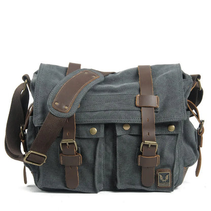 Muchuan Canvas Leather Messenger Bag For Men Laptop Case - Smarsty