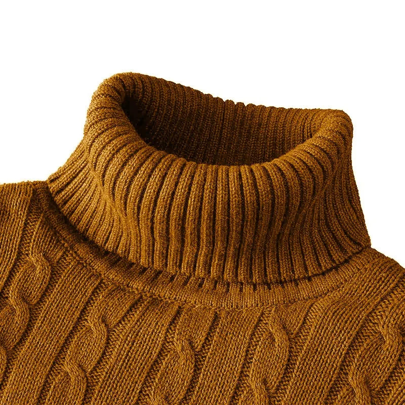 Autumn Men's Long Sleeve Knitted Sweaters Men's Slim Fit Turtleneck Sweater Casual Pullover Sweater Lightweight Ribbed Sweater - Smarsty
