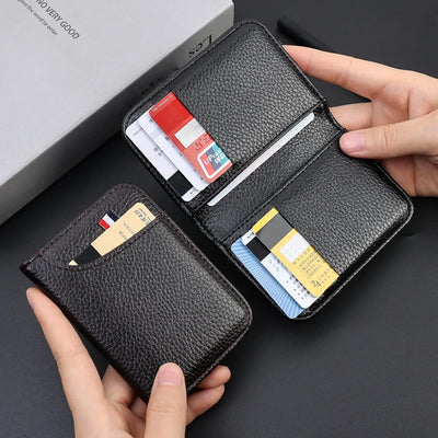 Portable Super Slim Soft Wallet PU Leather Mini Credit Card Wallet Purse Card Holders Men Wallet Thin Small Short Wallets - Smarsty